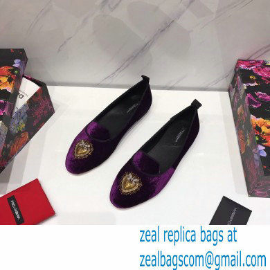 Dolce  &  Gabbana Velvet Devotion Loafers Slippers Purple 2021
